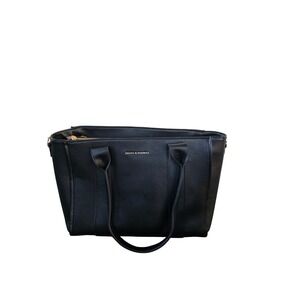Poppy & Peonies Multitasker Tote Travel Work Laptop Bag Black Vegan Leather